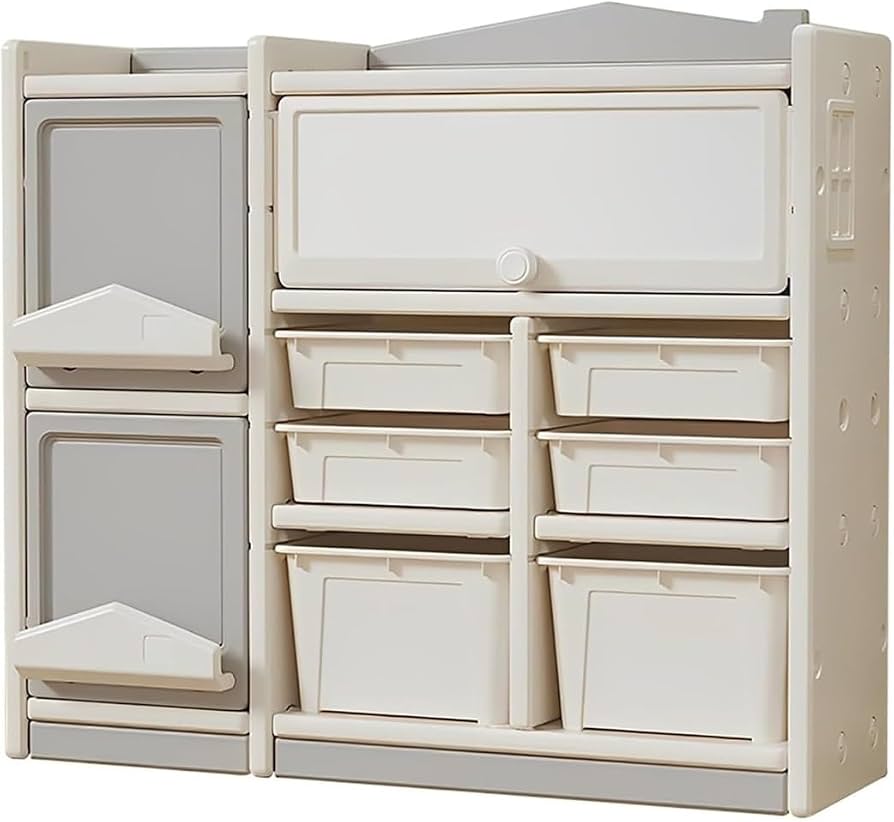 Armoire rangement jouets Montessori forme maison - 108 x 92 x 32 cm